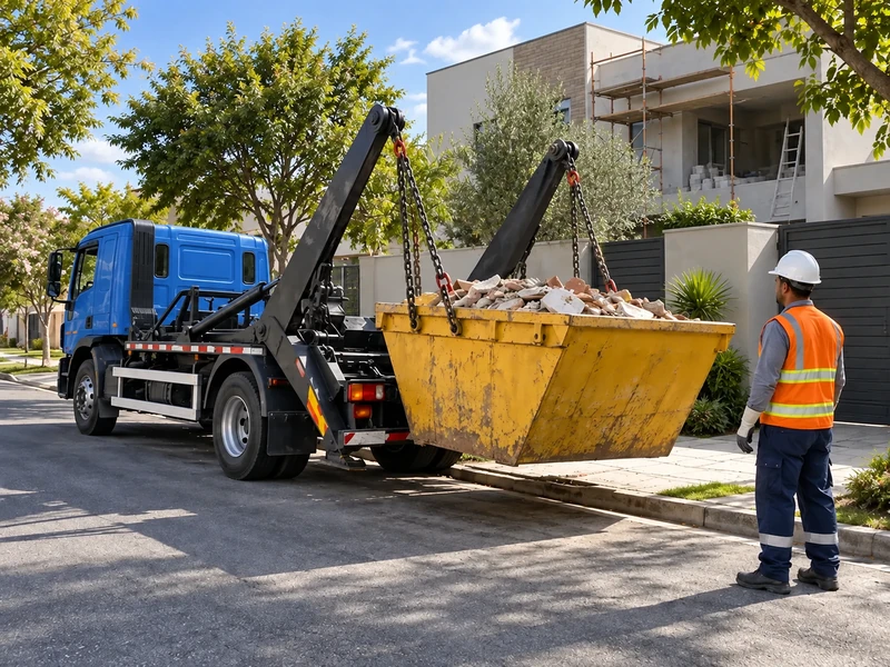 Caçamba em obra residencial em São José do Rio Preto